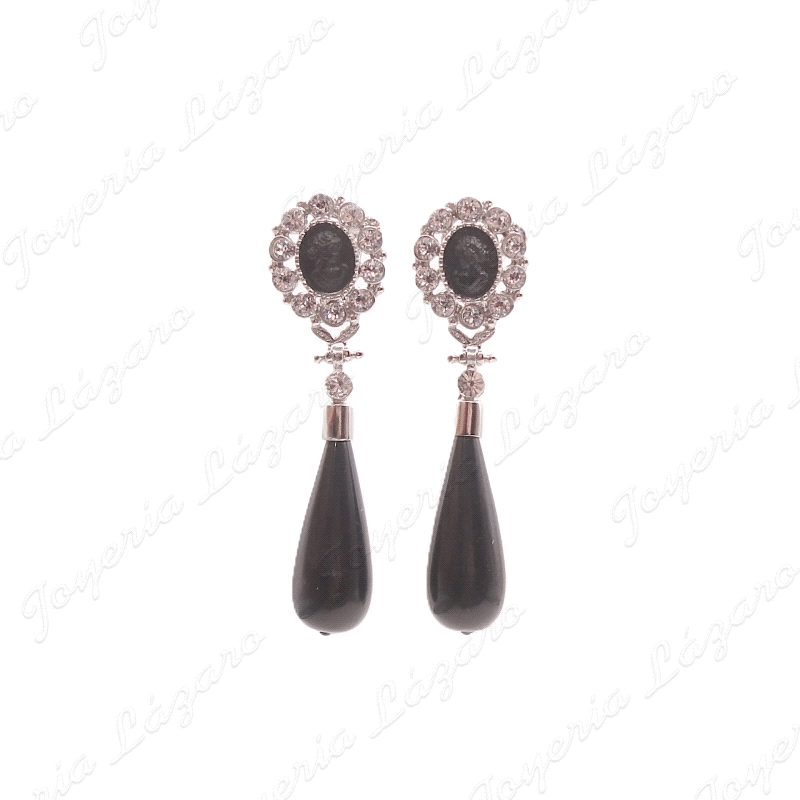 PEND. CORAL/SIMIL PLATA CHAPADA PLATINO 62MM, CARA CERCO SWAROVSKI+PER                              