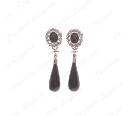 PEND. CORAL/SIMIL PLATA CHAPADA PLATINO 62MM, CARA CERCO SWAROVSKI+PER                              