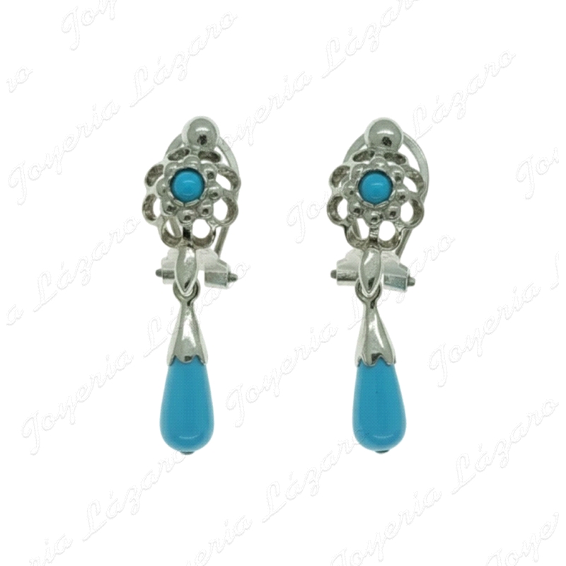 PEND. CORAL/SIMIL PLATA TURQUESA ARQUILLOS CIERRE CATALAN                                           