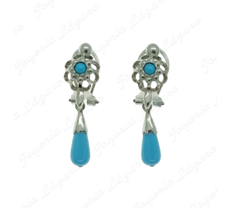 PEND. CORAL/SIMIL PLATA TURQUESA ARQUILLOS CIERRE CATALAN                                           