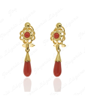 PEND. CORAL/SIMIL PLATACHAPADO ORO ARQUILLO CIERRE CATALAN                                          