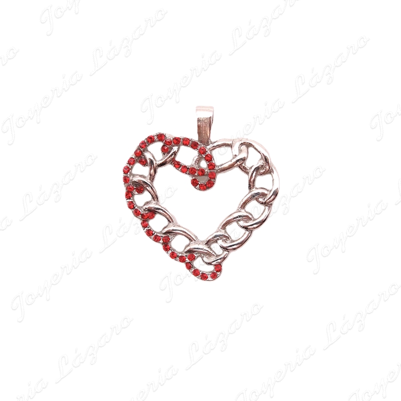 COLGANTE GR. PLATA CHAPADA PLATINO CORAZON CADENA BARBADA MITAD CIRCO                               