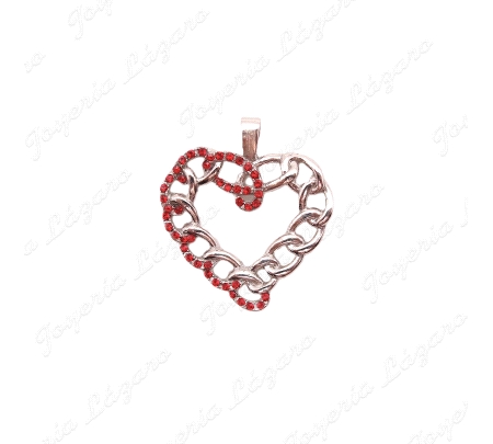 COLGANTE GR. PLATA CHAPADA PLATINO CORAZON CADENA BARBADA MITAD CIRCO                               