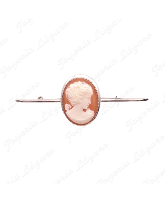 ALFILER O BROCHE PLATACHAPADA PLATINO CAMAFEO CABUJON 23X30MM                                       