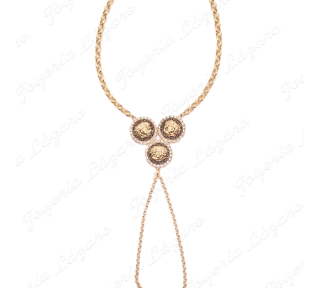 PULSERA ROMANA ORO 18 KTS 3 MODENAS MEDUSA ONIX EN ROLO