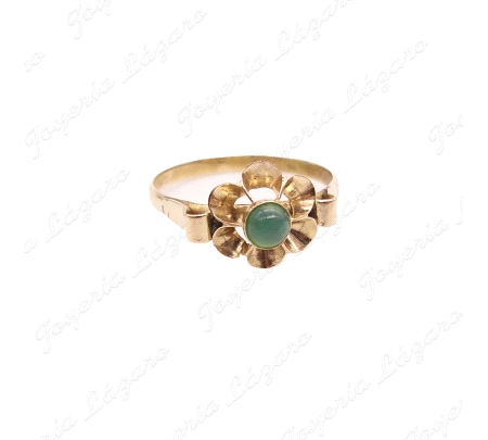 SORTIJA ORO 18KT OCASION ARQUILLO CABUJON ESMERALDA CENTRO