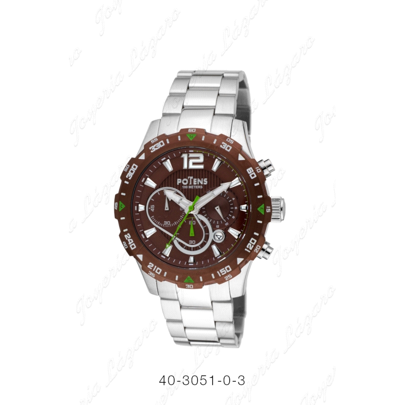 POTENS RELOJ CABALLERO ESF+BISEL MARRON, CRONO100M COLEC. MUNICH