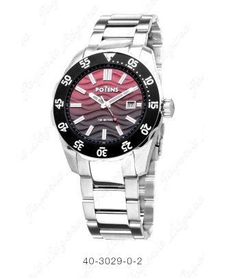 POTENS RELOJ CABALLERO ESF. NEGRO A ROJO BISEL NEGRO 200M ESP. BUCEO