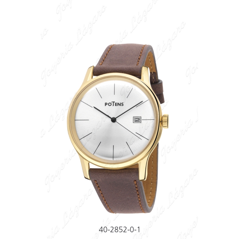 POTENS RELOJ CABALLERO COLEC. MILANO, CAJA DORADA CRISTAL PLEX BOMBER