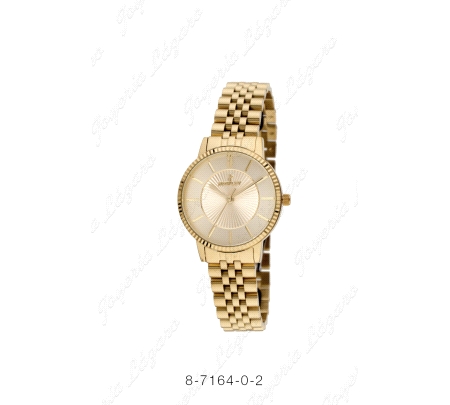 NOWLEY RELOJ ACERO CHIC SEÑORA DORADO BISEL TALLADO ESFERA DISEÑO