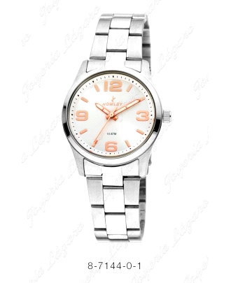 NOWLEY RELOJ ACERO SEÑORA CHIC ESFERA BLANCA  NUMEROS COBRE