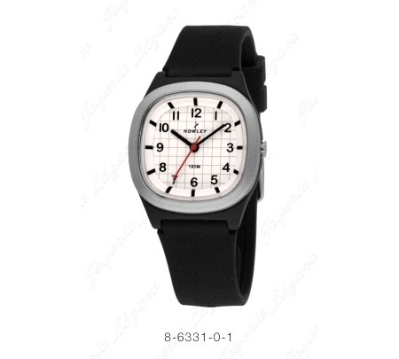 NOWLEY RELOJ RACING ANALOGICO CUADRADO ESFERA BLANCA CORREA SILICON,NG