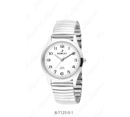 NOWLEY RELOJ HOMBRE CORREA ELASTICA  METALICA ESF. BLANCA