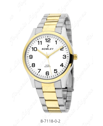 NOWLEY RELOJ CABALLERO BICOLOR  ACERO ESF. BLANCA