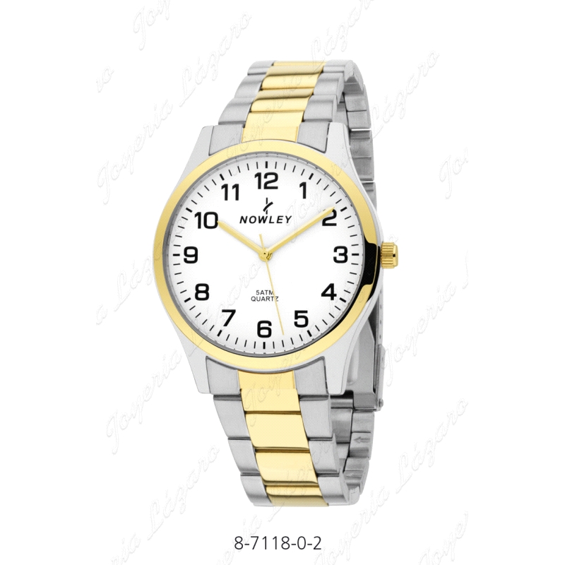NOWLEY RELOJ CABALLERO BICOLOR  ACERO ESF. BLANCA
