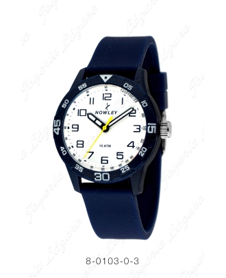 NOWLEY RELOJ CHIC SILICONA AZUL ESFERA BLANCA