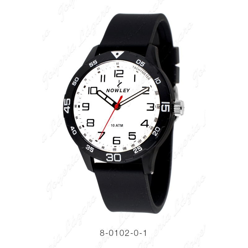 NOWLEY RELOJ HOT NEGRO SILICONA ESFERA BLANCA