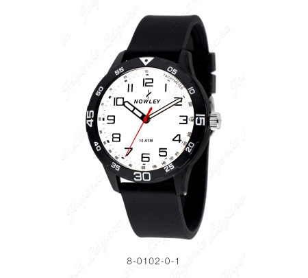 NOWLEY RELOJ HOT NEGRO SILICONA ESFERA BLANCA