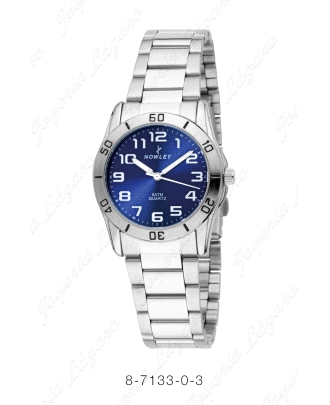 NOWLEY RELOJ ACERO CADETE ESF. AZUL Nº BLANCO