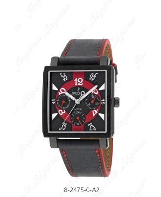 NOWLEY RELOJ HOT CUADRADO NEGRO PIEL FILO ROJO