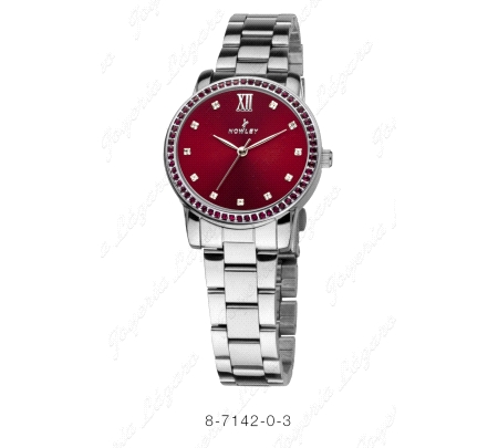 NOWLEY RELOJ CHIC ACERO SRA. ESF. BURDEOS BISEL CIRCO ROJAS