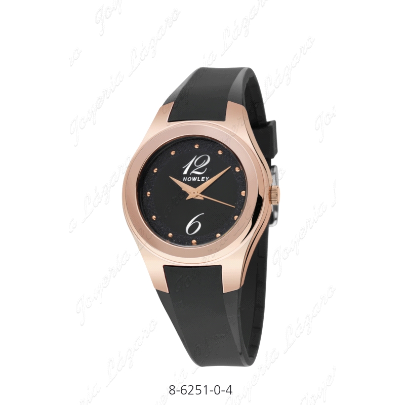 NOWLEY RELOJ SRA. CAJA ROSA ESF. NEGRA CORREA SILICONA INTEGRADA