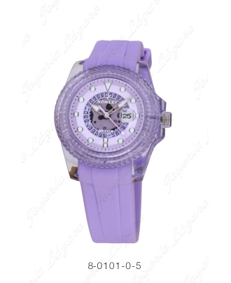 NOWLEY RELOJ NUDE PEQUEÑO CAJA TRANSPARENTE LILA
