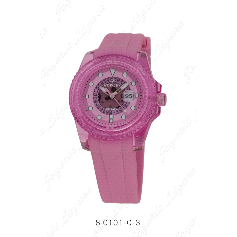 NOWLEY RELOJ NUDE PEQUEÑO CAJA TRANSPARENTE ROSA
