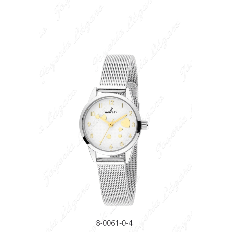 NOWLEY RELOJ INFANTIL CHICA CORREA ESTERILLA ESFERA BLANCA CORAZONES D