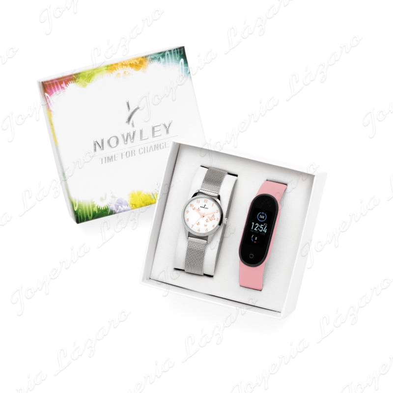 NOWLEY RELOJ PACK NIÑA,ANALOGICO + SMART BAND ROSA