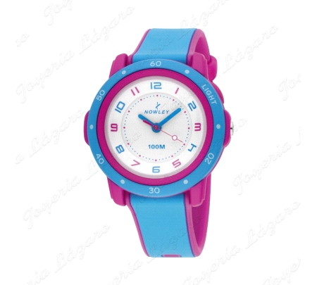 NOWLEY RELOJ TURQUESA/FUCSIA+LUZ+100M