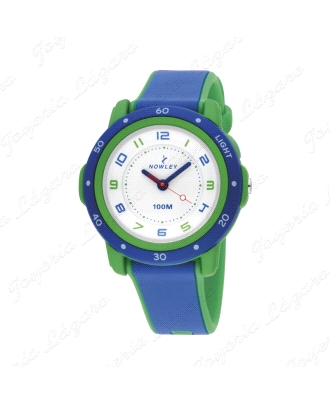 NOWLEY RELOJ RACING ANALOGICO, VERDE/AZUL +LUZ +100M