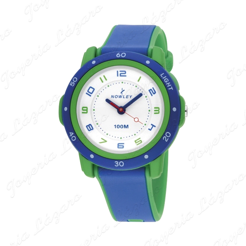 NOWLEY RELOJ RACING ANALOGICO, VERDE/AZUL +LUZ +100M