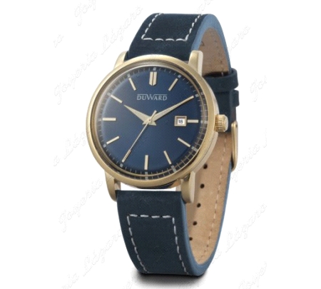 DUWARD RELOJ ELEGANCE STILNE CABALLERO DORADO CORREA PIEL AZUL OSCRURO