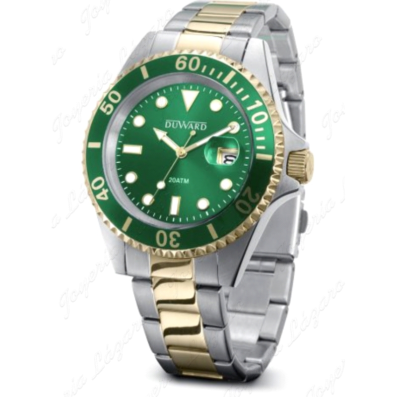 DUWARD RELOJ  BICOLOR CAB. ACERO/DORADO/VERDE SPORT STORM