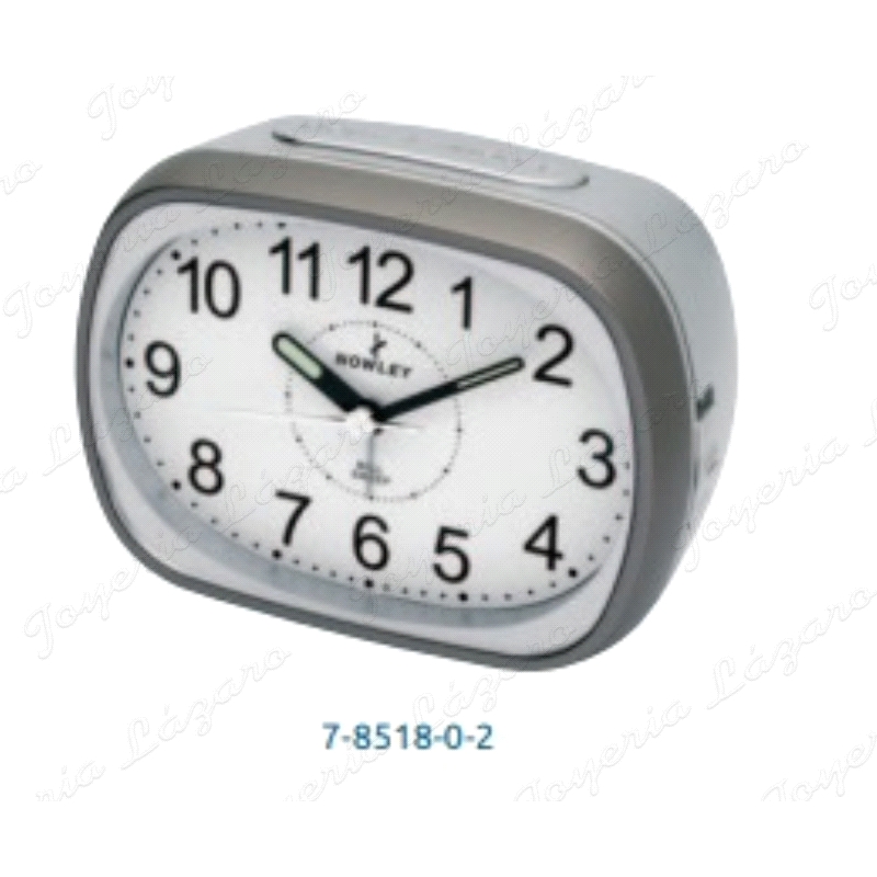 RELOJ DESPERTADOR  NOWLEY RECTANGULAR GRIS-PLATA GRANDE