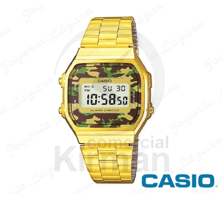 CASIO RELOJ SERIE DIGITAL A168WEGC-3E DORADO/ CAMUFLAJE