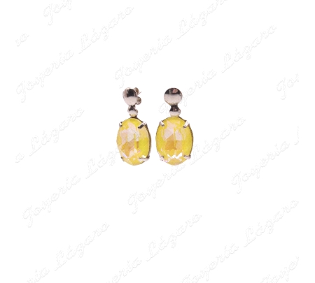 PLATA/SWAROVSKI PENDIENTES LARGOSAMARILL