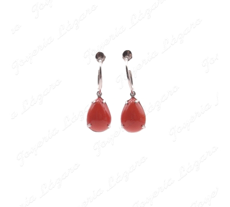 PLATA/SWAROVSKI PENDIENTES LARGOS CORAL