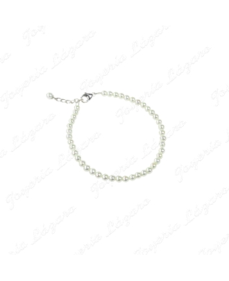 PULSERA PLATA/PERLA ORQUIDEA BOLITAS ENFILADAS