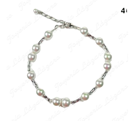PULSERA PLATA/PERLA ORQUIDEA 13 PERLAS BOLA