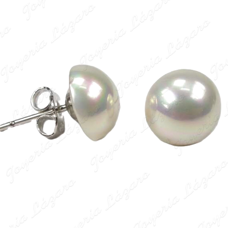 PEND. PLATA/PERLA ORQUIDEA 1/2 BOLA C. PRESION