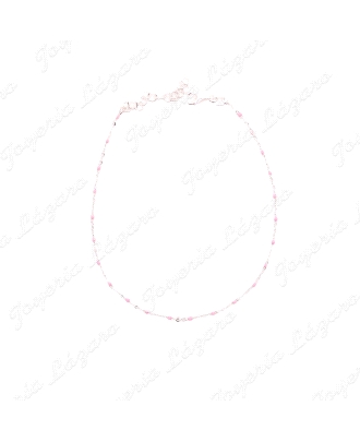 TOBILLERA PLATA FINITA BOLITAS ROSAS