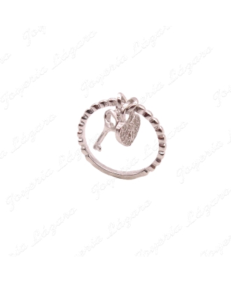 SORTIJA PLATA BOLITAS FETICHE CORAZON+LLAVE