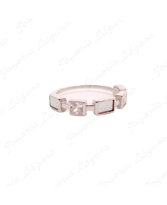 SORTIJA PLATA CUADRADOS NACAR+CIRCO CUADRADAS