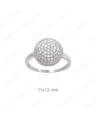 SORTIJA PLATA  RODIO MEDIA BOLA OVAL CIRCONITAS