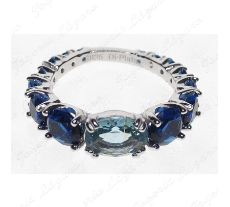 SORTIJA PLATACIRCOTAS. AZUL EN ESCALA+CIRCO AGUA CENTRO