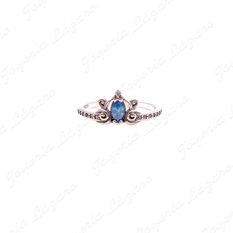 SORTIJA PLATA CORONA PIEDRA AZUL+CICONITAS