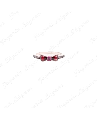 SORTIJA PLATA LAZO PIEDRA COLOR ROJO