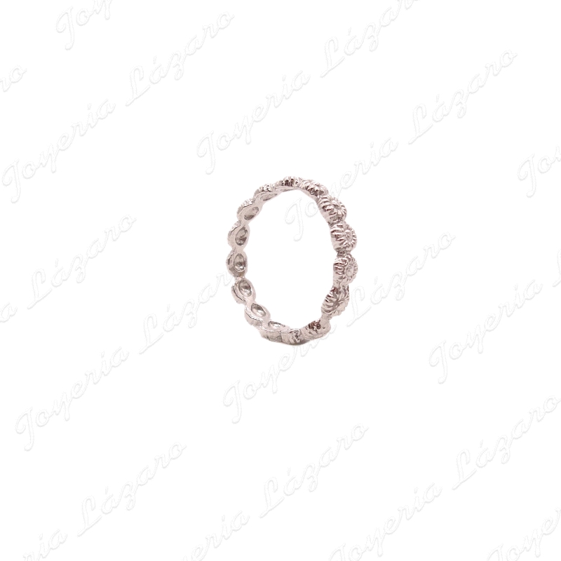 SORTIJA PLATA CHAPADA PLATINO ROSETONES